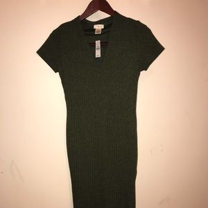 Wet Seal Body-con Knit Olive Green Dress